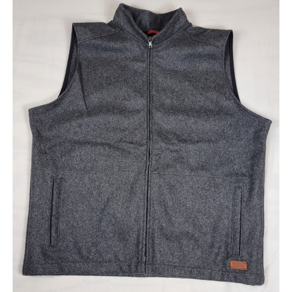 Stormy Kromer Mens 2XL Gray Wool Blend Full Zip Buttonless Vest Made in USA